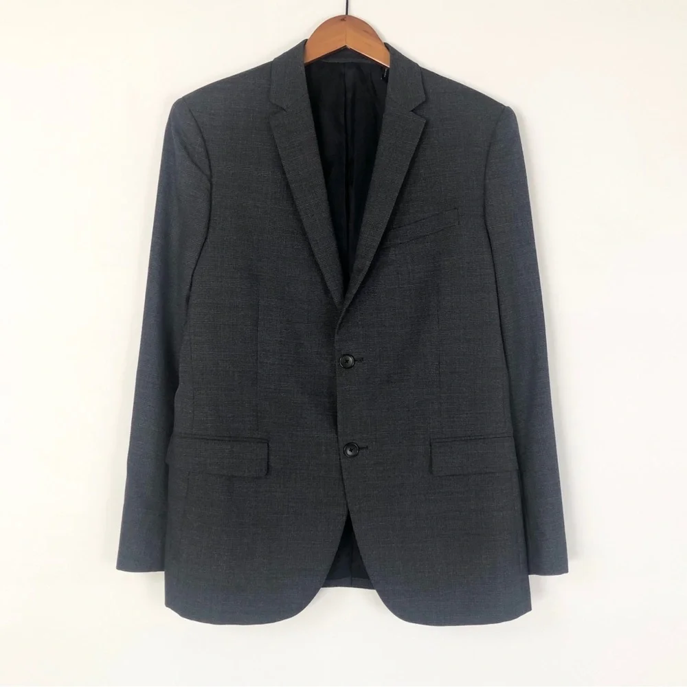 Theory Mens Rodolf Wool Blazer Size 40 Gray Blue Work Business Wedding‎